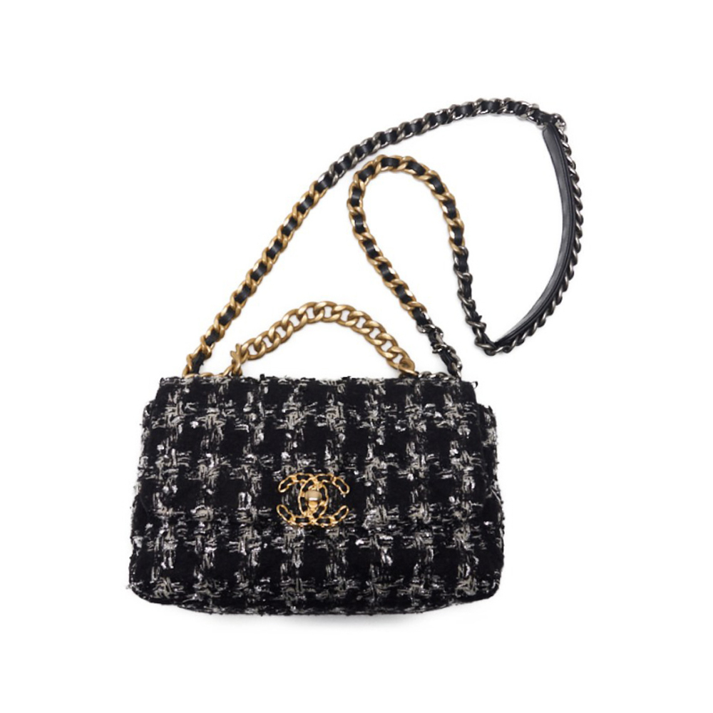 Chanel Chanel 19 Matelasse 2Way Chain Shoulder Tweed Black